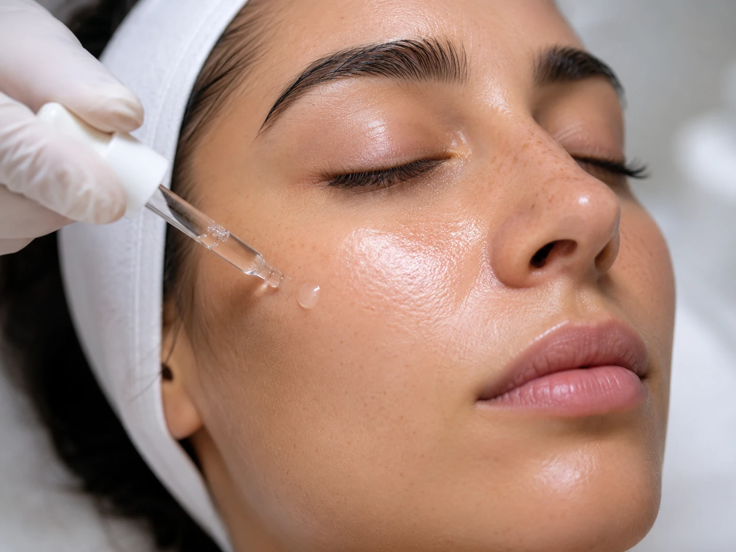 Close-up CellStory Liquid Microneedling acne treatment in Plano with professional serum application