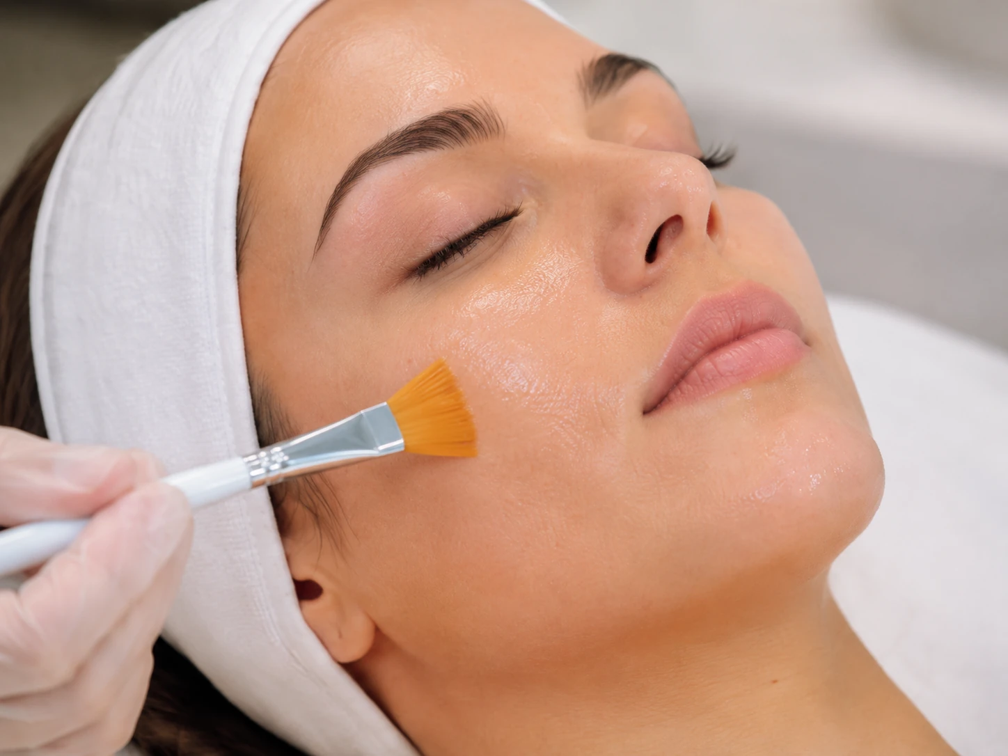 Close-up 30-minute Express Facial in Plano with professional skincare application